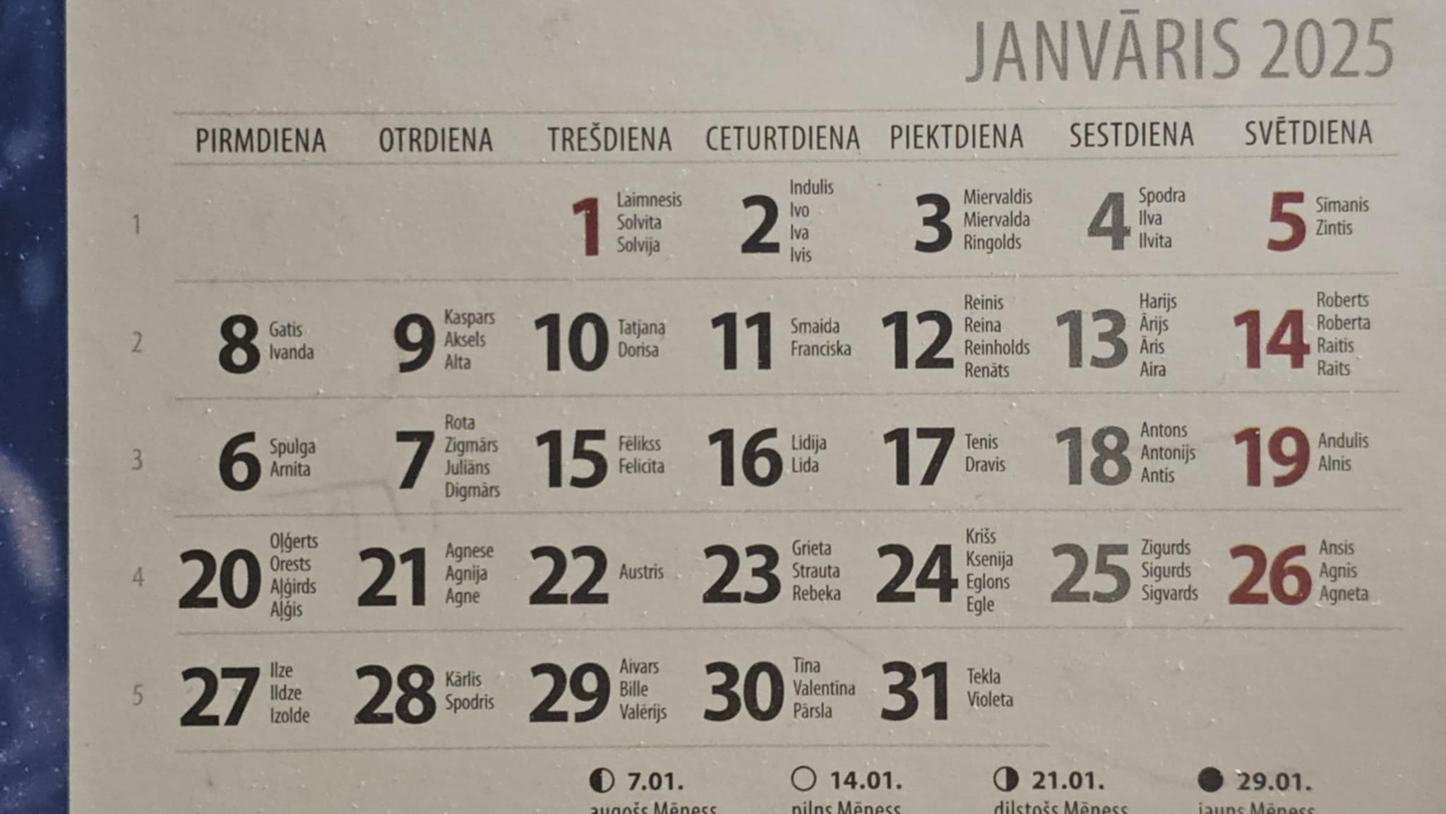 Календарная сетка с ошибкой в нумерации дней