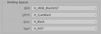 Набор установок Color Settings в Photoshop с квазиCMYK-профилем и RGB-output-профилем